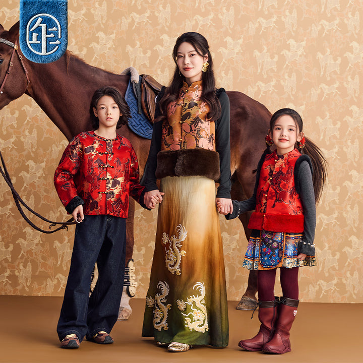 >Nian 年衣 大展鸿图中式马甲 - 年衣红