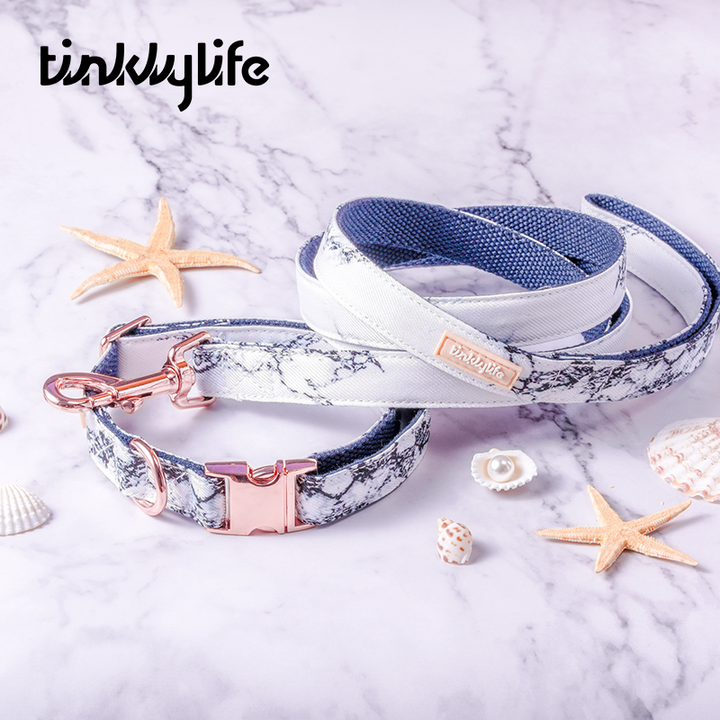 Tinklylife Dog Marble Collar and Leash Set