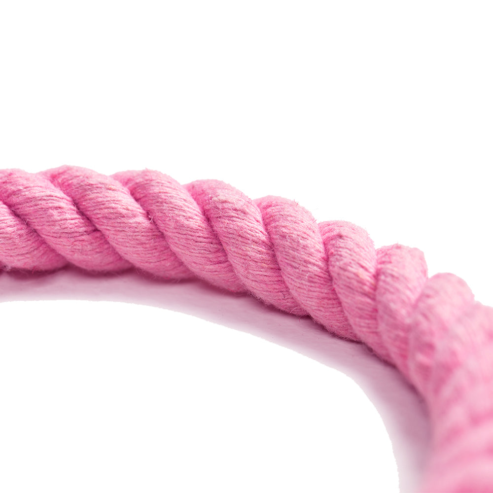 Tinklylife Dog Knit Collar - Pink+Gold Leather