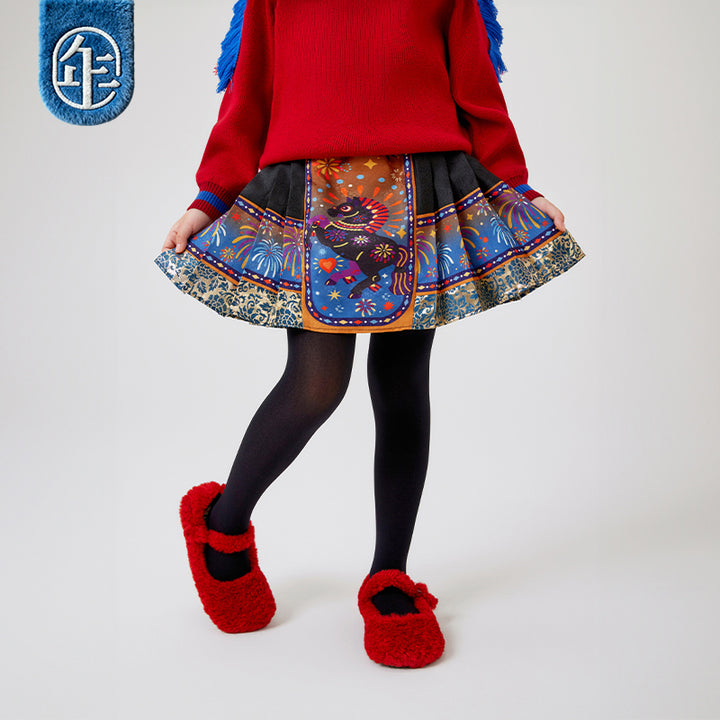 >Nian 年衣 盛世跃马短裙 - 河豚黑