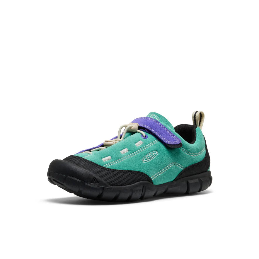 >KEEN Kids Jasper II Play-Anywhere Comfort Leather Sneaker - Bright Aqua/Purple Opulence