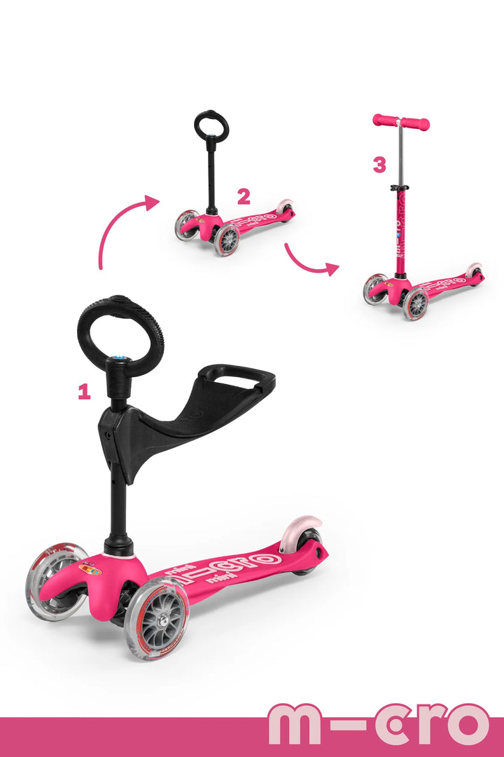 Micro Kids Mini 3in1 Deluxe Scooter - Pink [Ages 1-5]