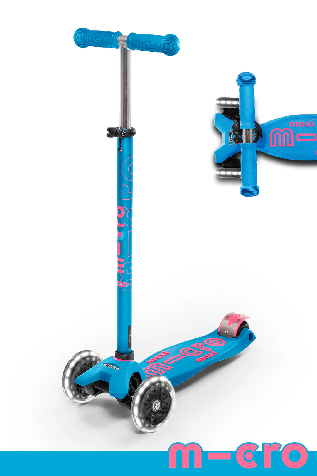 Micro Kids Maxi Deluxe LED Scooter - Aqua [Age 5-12]