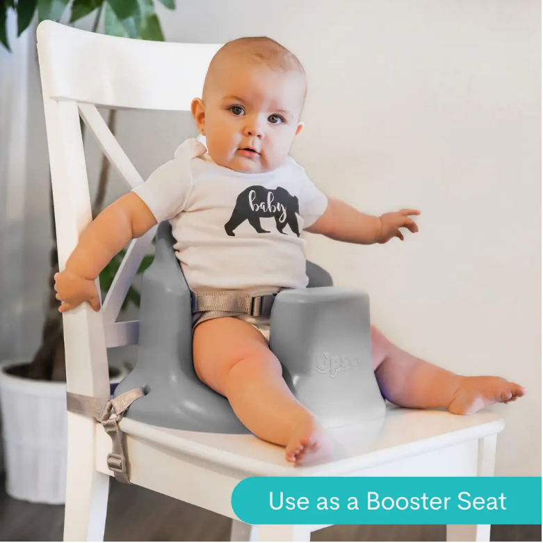 Upseat Baby Chair Booster Seat with Tray for Upright Posture Gray