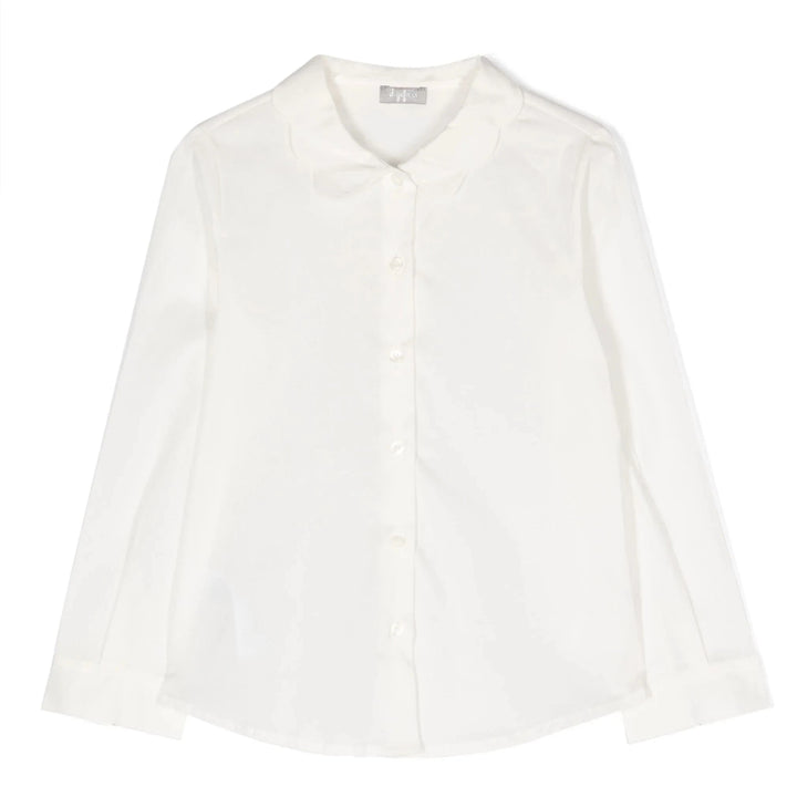 Il Gufo Kids Girl's Scalloped Collar Poplin Shirt