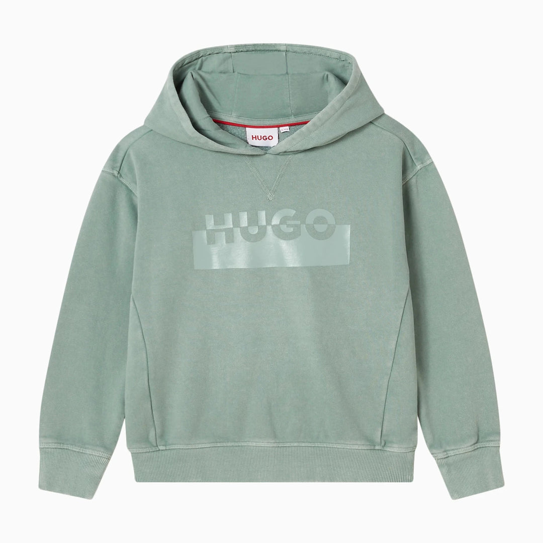 HUGO Kids Logo Hoodie in Cotton-blend - 8Y