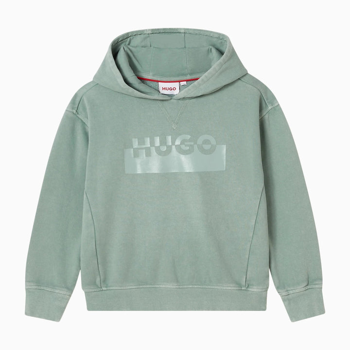 HUGO Kids Logo Hoodie in Cotton-blend - 8Y