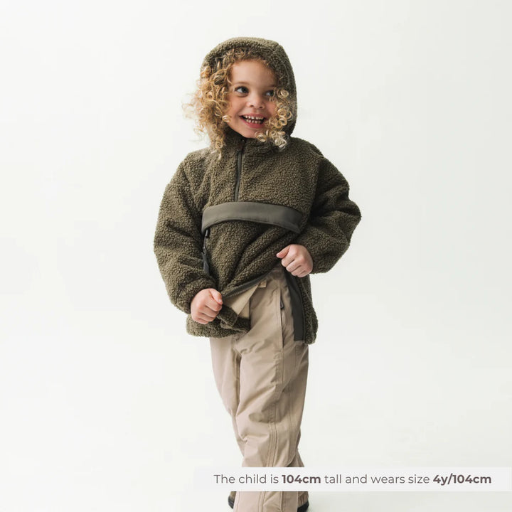 MINI A TURE Kids MATARMAN Sherpa Anorak Jacket - Capers Green