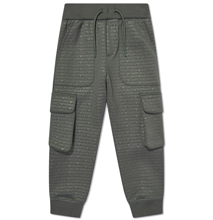 Emporio Armani Junior Kids all-over logo-print cargo tracksuit bottoms - 6Y