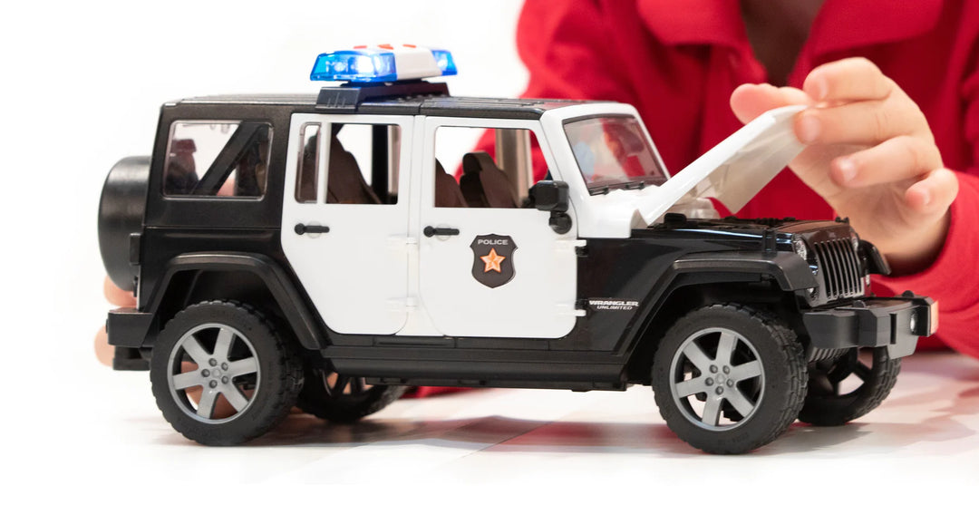 >Bruder 02526 Jeep Rubicon Police car with Light skin Policeman 13 x 5.7 x 6.4 inch