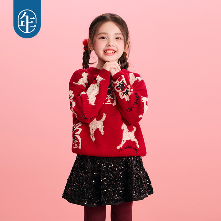 >Nian 年衣 鸿图群奔毛衣 - 年衣红