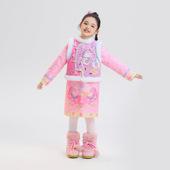 >Nian 年衣 锦绣前程马褂套装 - 初桃粉