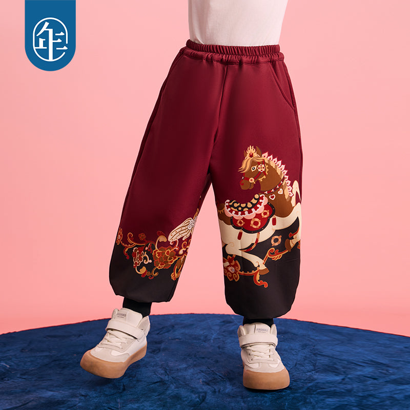 >Nian 年衣 跃马新程加绒长裤 - 年衣红