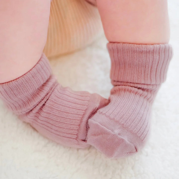 >Woolino Baby and Toddler Wool Socks - Pink &amp; Rose