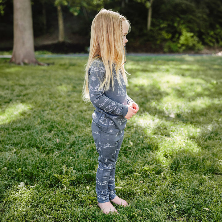 >Woolino Kids Merino Wool Base Layer Long Sleeve Top + Leggings Set - Farm