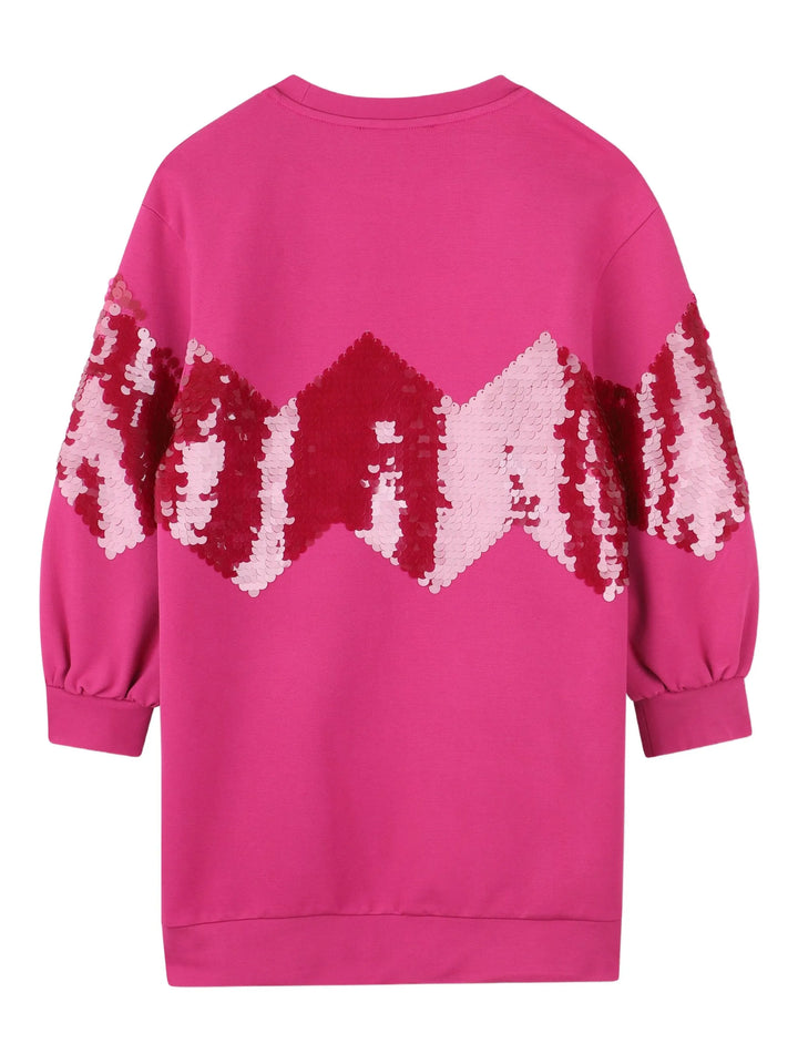 Karl Lagerfeld Kids Girls Fuchsia Sequin Sweatshirt Dress - 8Y