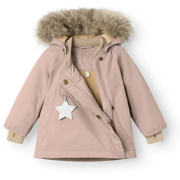 MINI A TURE Kids WANG Winter Jacket w/ Fur Hat in Adobe Rose