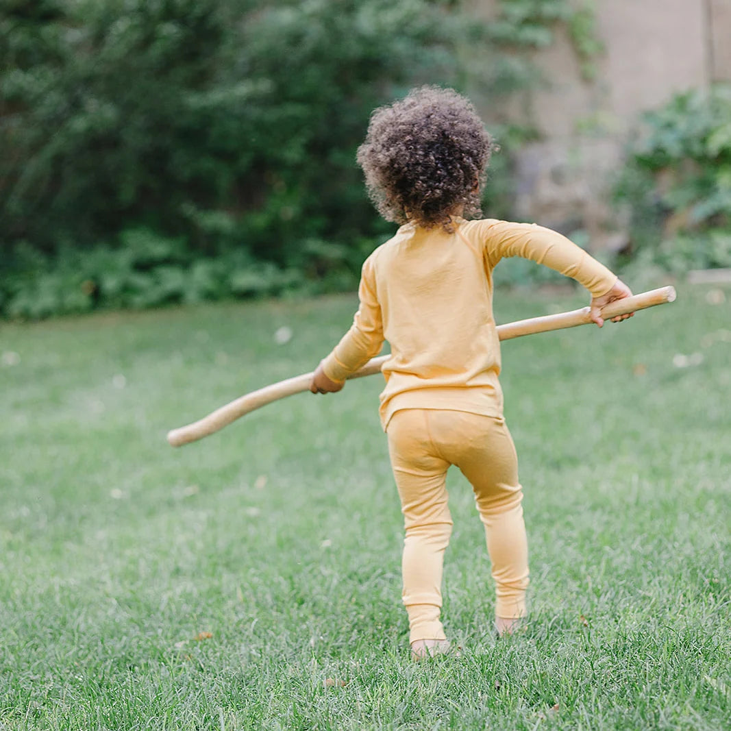 >Woolino Kids Merino Wool Base Layer Long Sleeve Top + Leggings Set - Honey