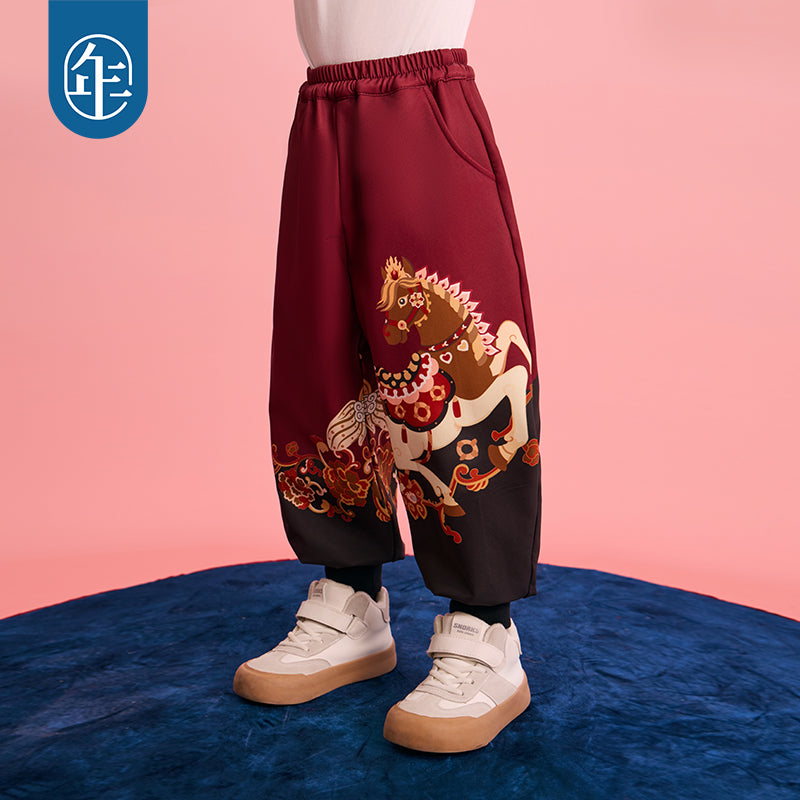 >Nian 年衣 跃马新程加绒长裤 - 年衣红