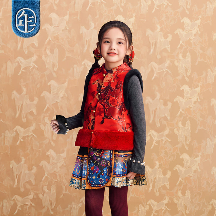 >Nian 年衣 大展鸿图中式马甲 - 年衣红