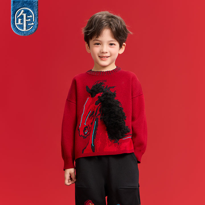 >Nian 年衣 鸿运当头毛衣 - 年衣红