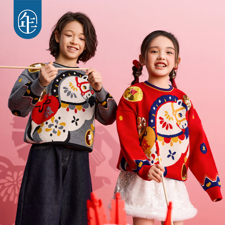 >Nian 年衣 马上有钱毛衣 - 年衣红