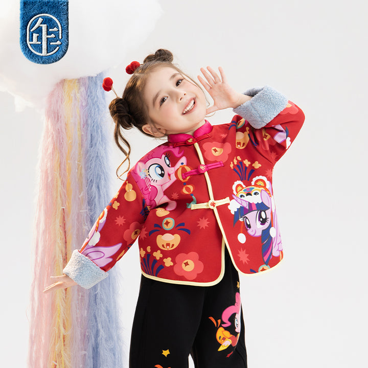 >Nian 年衣 小马宝莉撞色满印唐装 - 年衣红