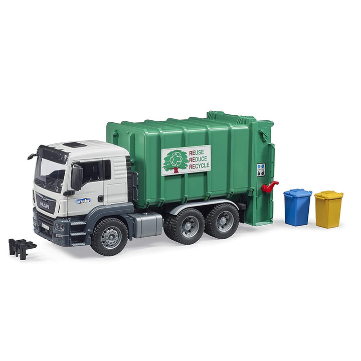 >Bruder 03763 Man TGS Rear Loading Garbage Truck - Green 20 x 7.3 x 8.5 inch