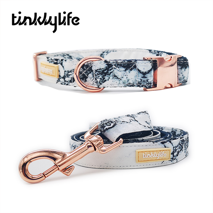 Tinklylife Dog Marble Collar and Leash Set