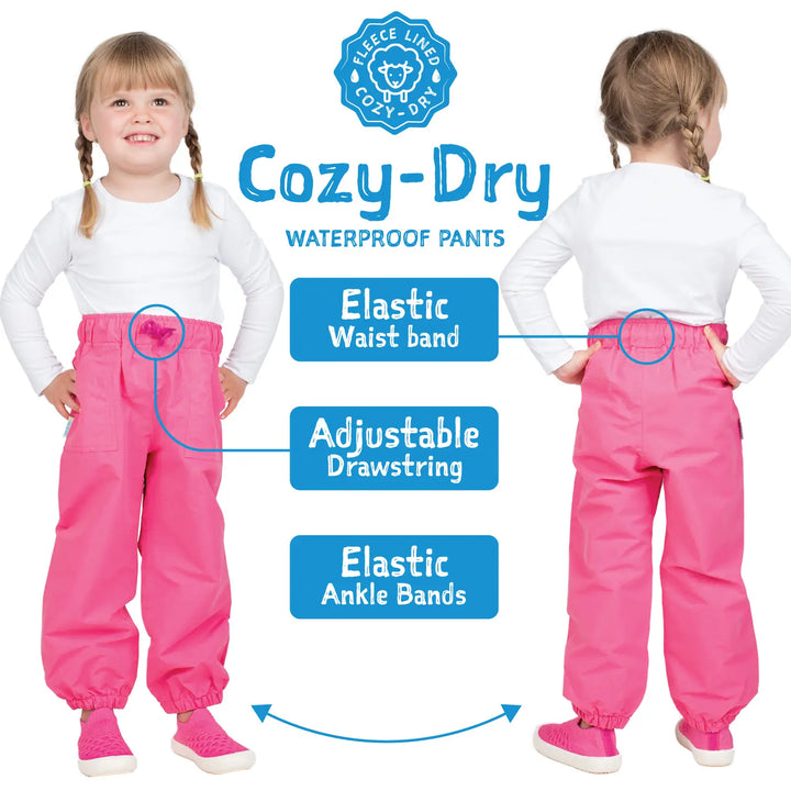 >Jan & Jul Kids Cozy-Dry Rain & Snow Pants - White Tulip