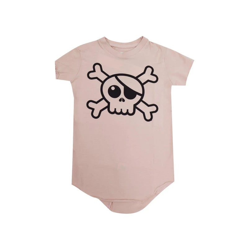 Nununu Kids Baby Raw Skull T-Shirt - Powder Pink