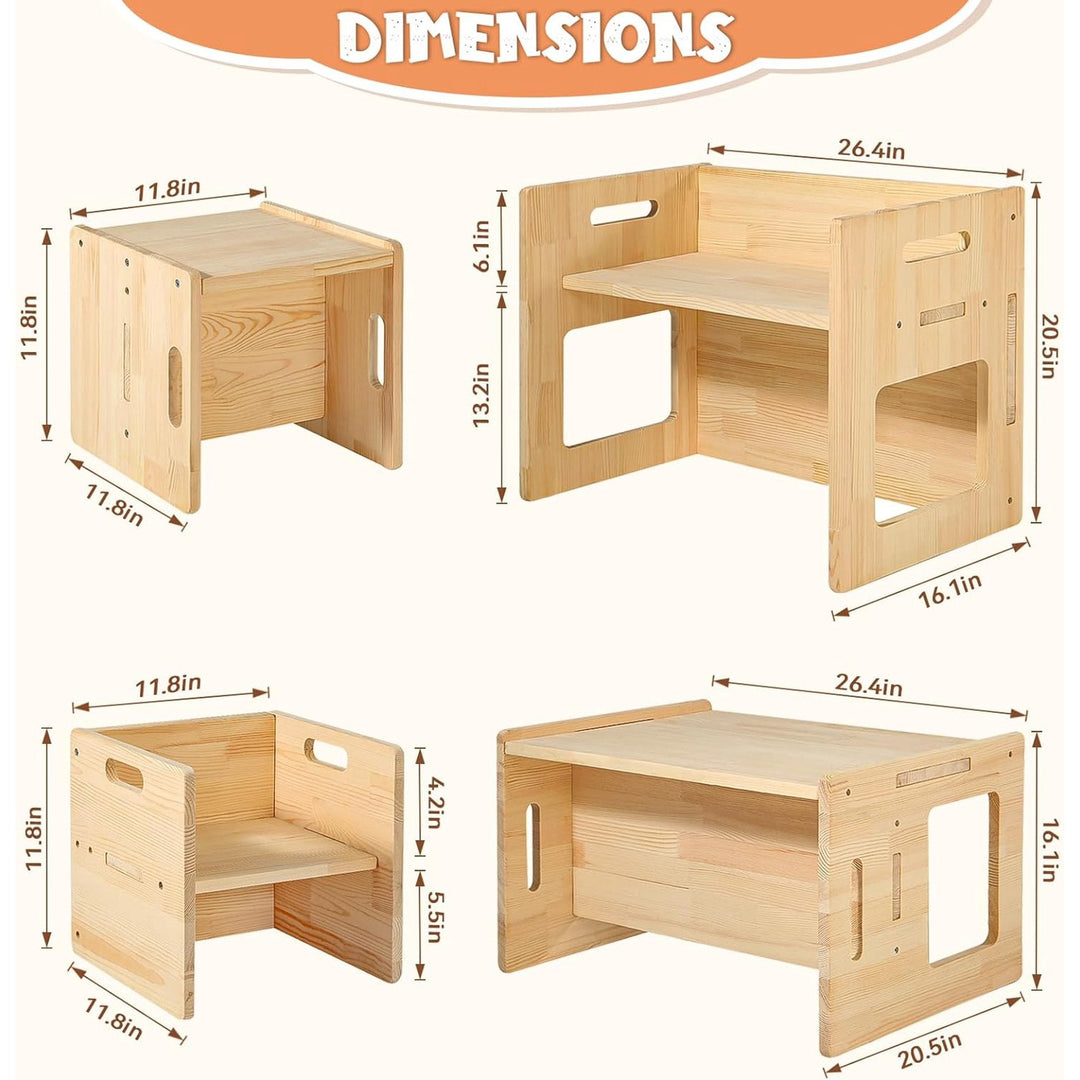 Kids Toddler Wood Table and 2x Chair Set