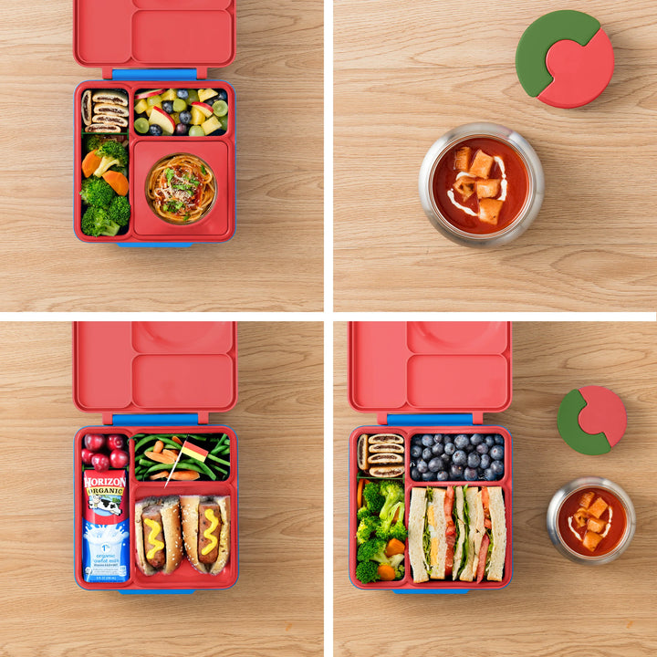 >OmieBox Lunch Box with Fork, Spoon + Pod Set (Scooter Red)
