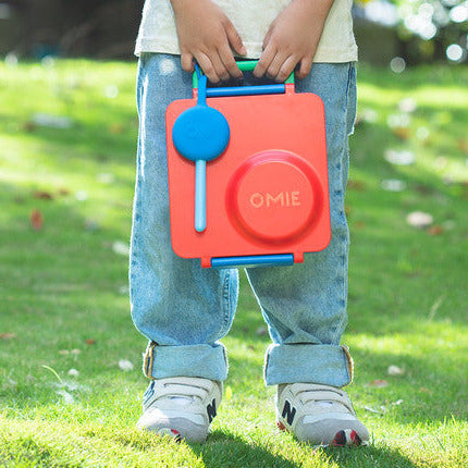 >OmieBox Lunch Box with Fork, Spoon + Pod Set (Scooter Red)