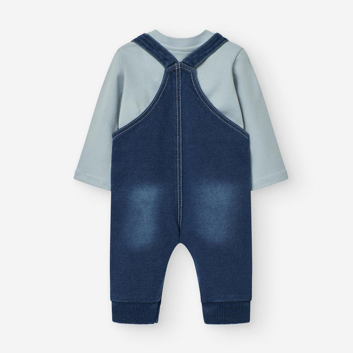 Losan Baby Long-Sleeved Top + Dungarees Set - Sky Blue - Newborn