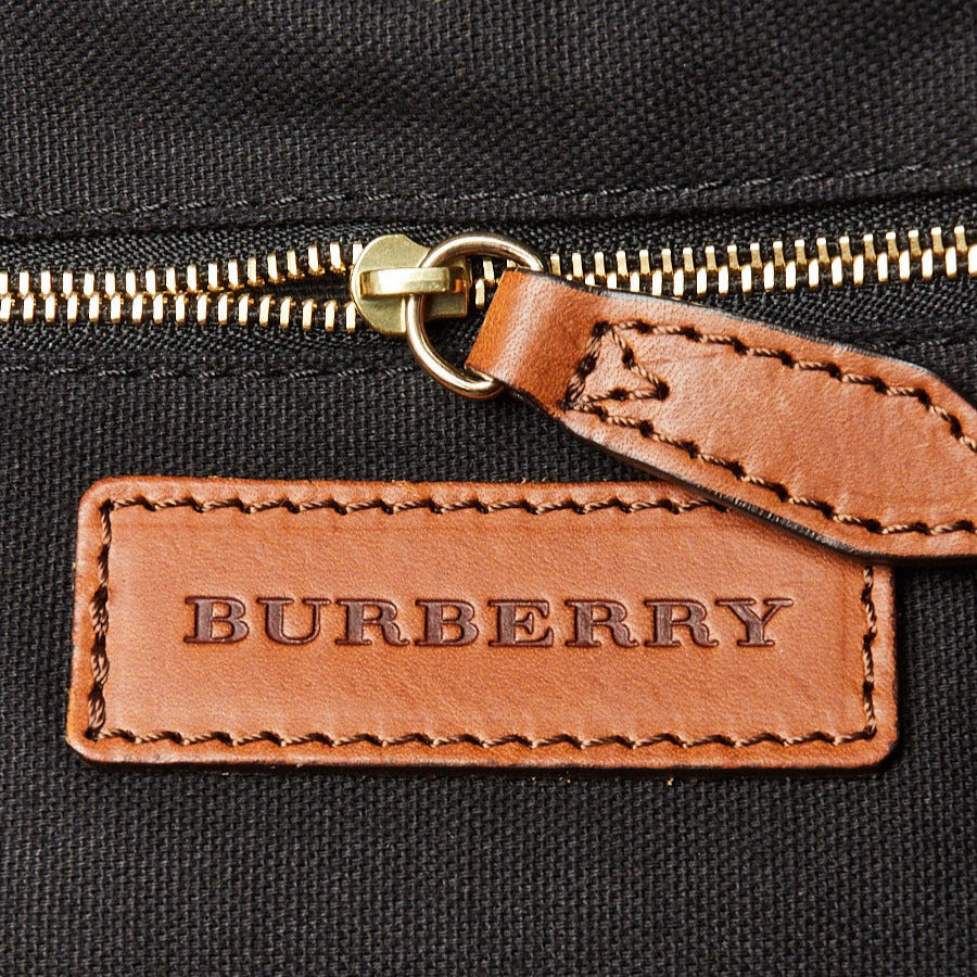 Burberry Brown Leather House Check Canvas Small Orchard Bowling Bag