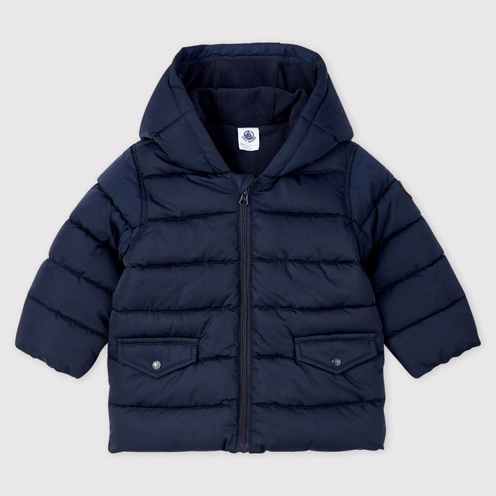 Petit Bateau Baby Boy Quilted Puffer Jacket - Smoking Blue