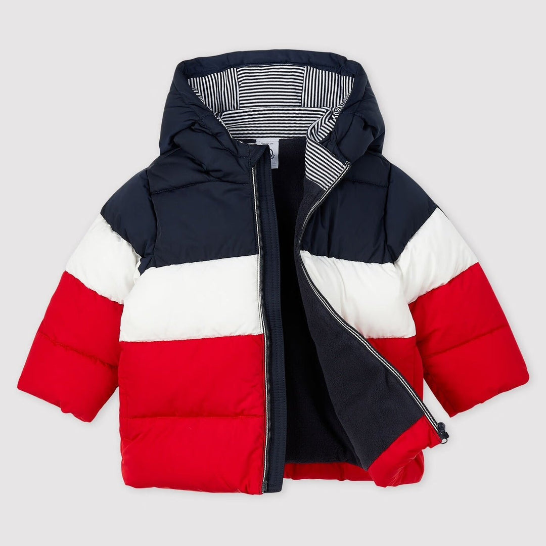 Petit Bateau Baby Quilted Down Jacket - Smoking Blue/White/Red