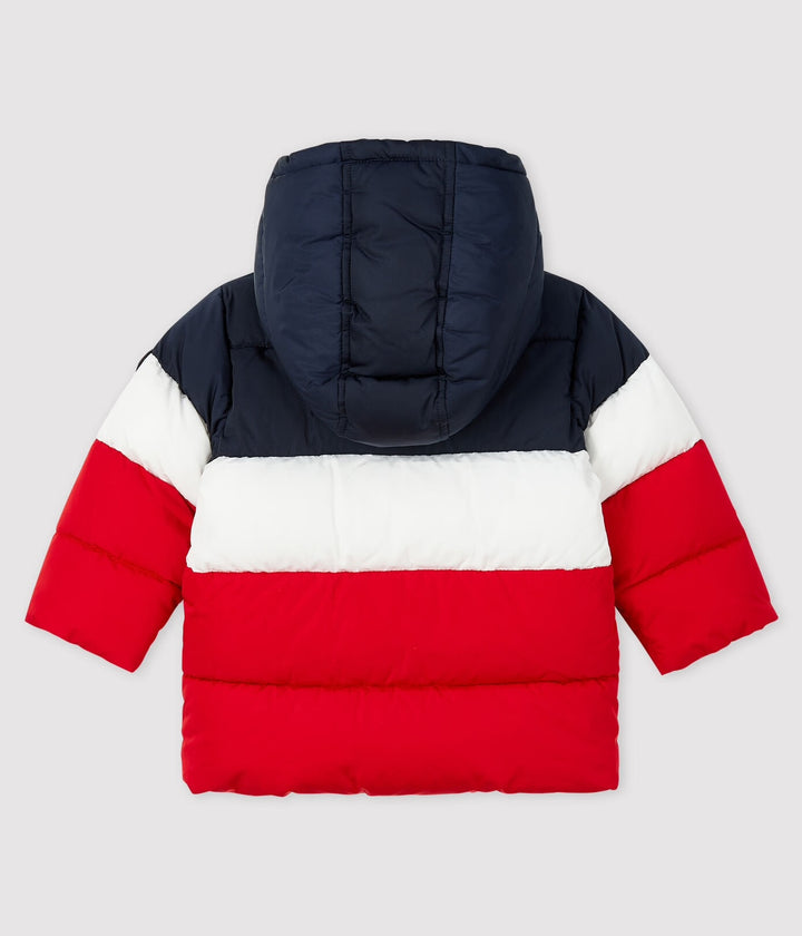 Petit Bateau Baby Quilted Down Jacket - Smoking Blue/White/Red