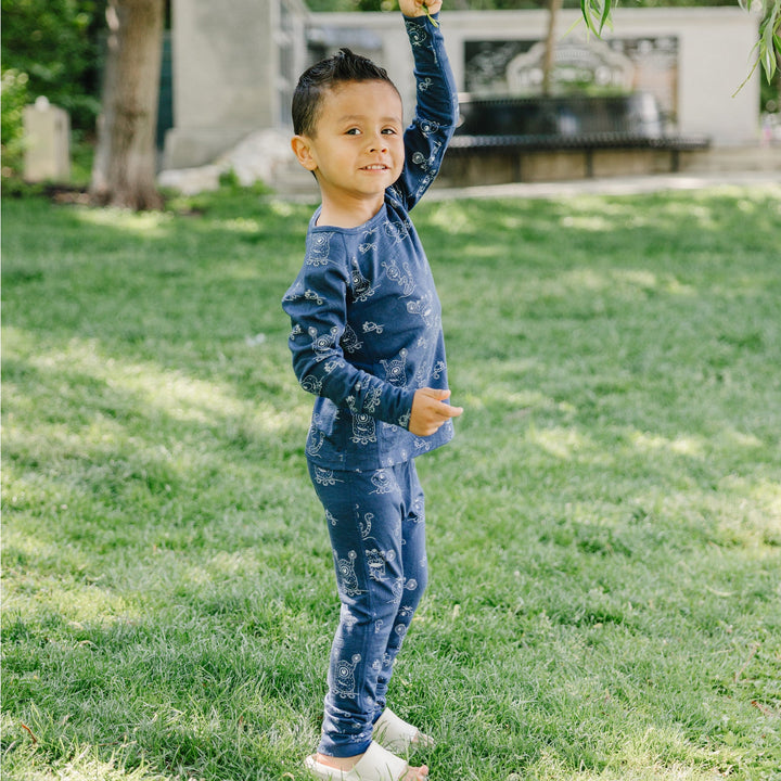 >Woolino Kids Merino Wool Base Layer Long Sleeve Top + Leggings Set - Monster