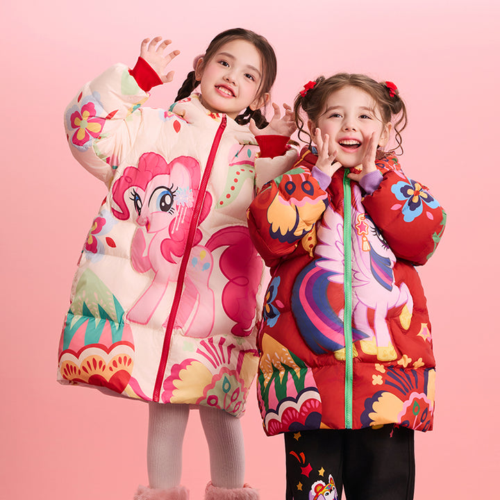 >Nian 年衣 小马宝莉新年花朵羽绒服 - 杏仁黄