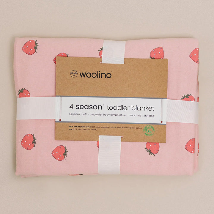 >Woolino Toddler Blanket 4 Season Merino Wool Blanket 52.5" x 40" - Strawberry