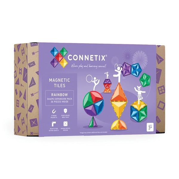 CONNETIX Rainbow Tiles - 36 Pieces Rainbow Shape Expansion Pack