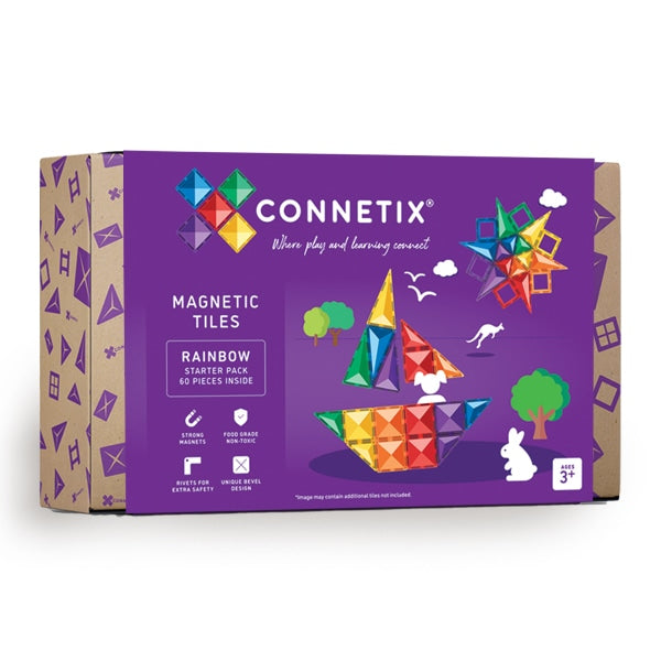 CONNETIX Rainbow Tiles - 60 Pieces Starter Pack