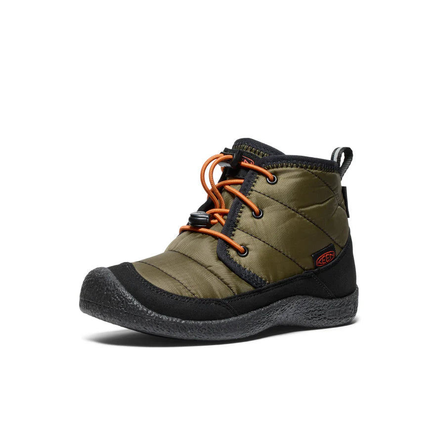>KEEN Kids Howser II Waterproof Chukka - Dark Olive/Gold Flame