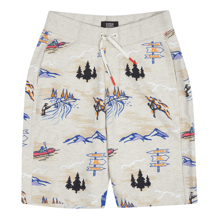SCOTCH & SODA Kids Mountain Activities Printed Sweatshorts