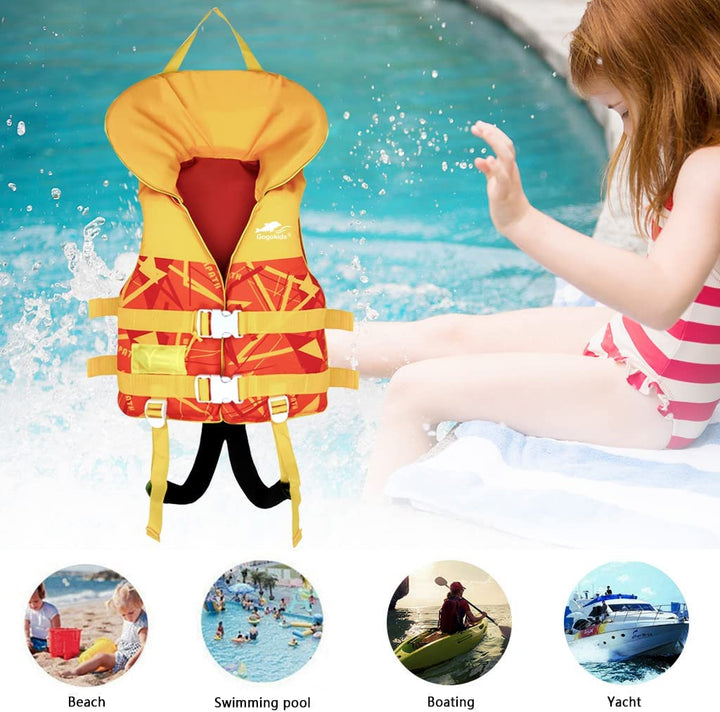 Kids Swimming Vest Life Jacket with Adjustable Safety Strap - Orange