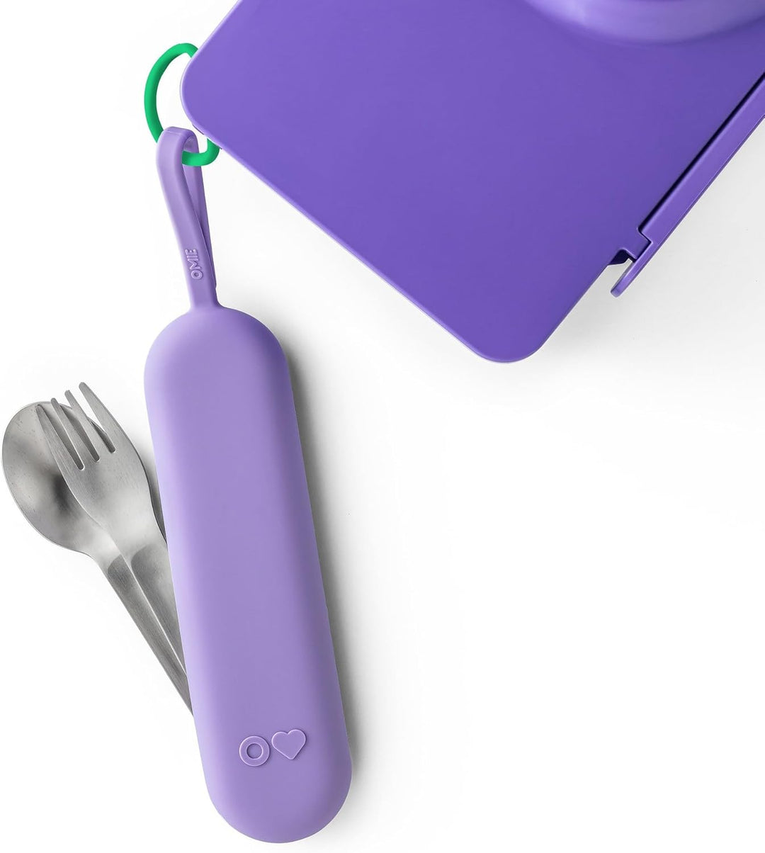 OmieBox UP Lunch Box with Fork, Spoon + Pod Set (Galaxy Purple)