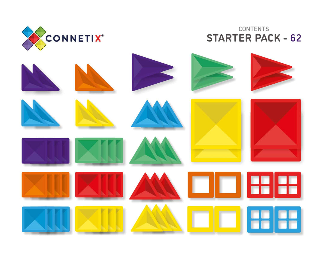 CONNETIX Rainbow Tiles - 62 Piece Set Starter Pack