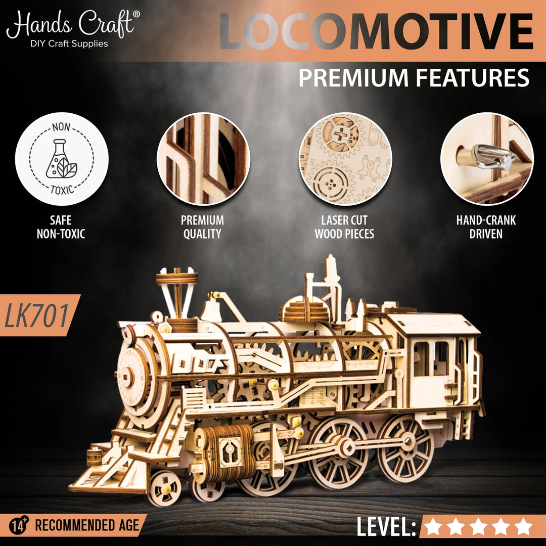 >Hands Craft DIY Wooden Puzzle: Locomotive